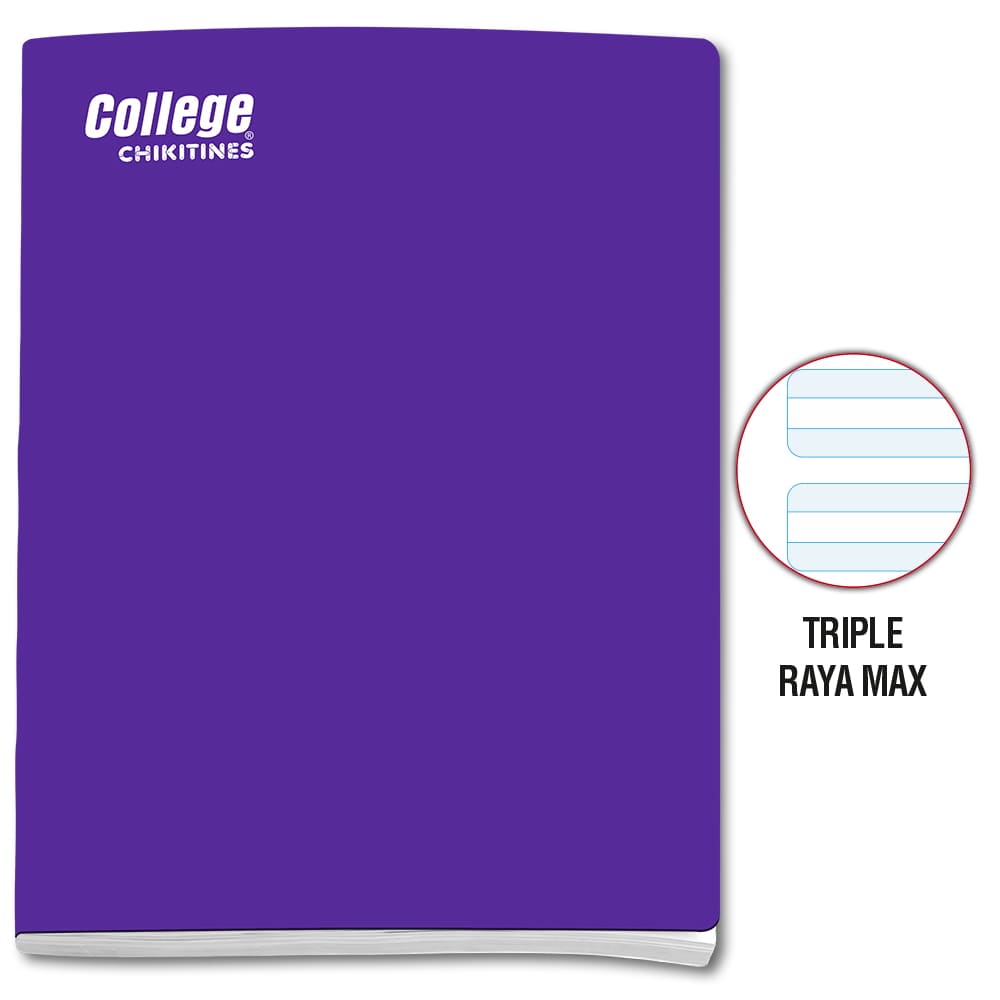 Cuaderno triple raya max A4 x 80 hojas morado Chikitines