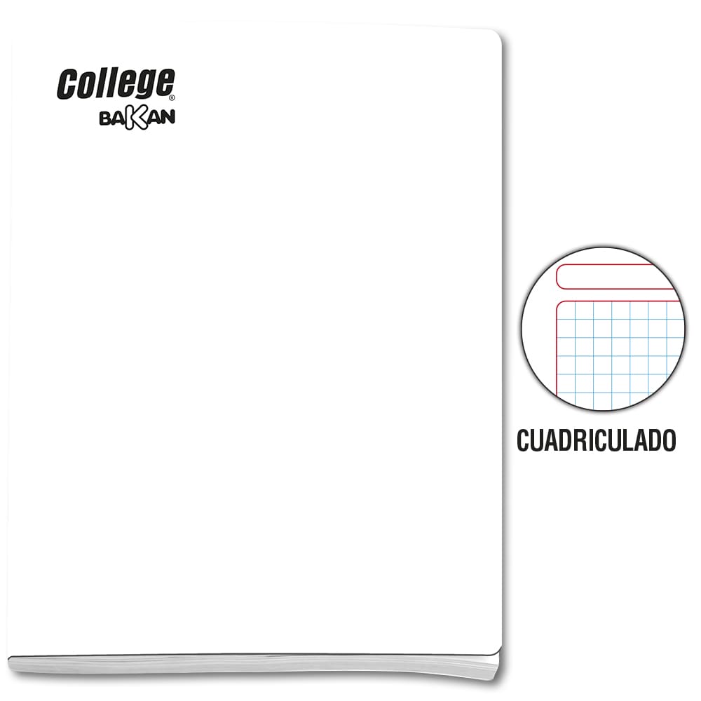 Cuaderno engrapado cuadriculado A4 x 80 hojas blanco Bakan College