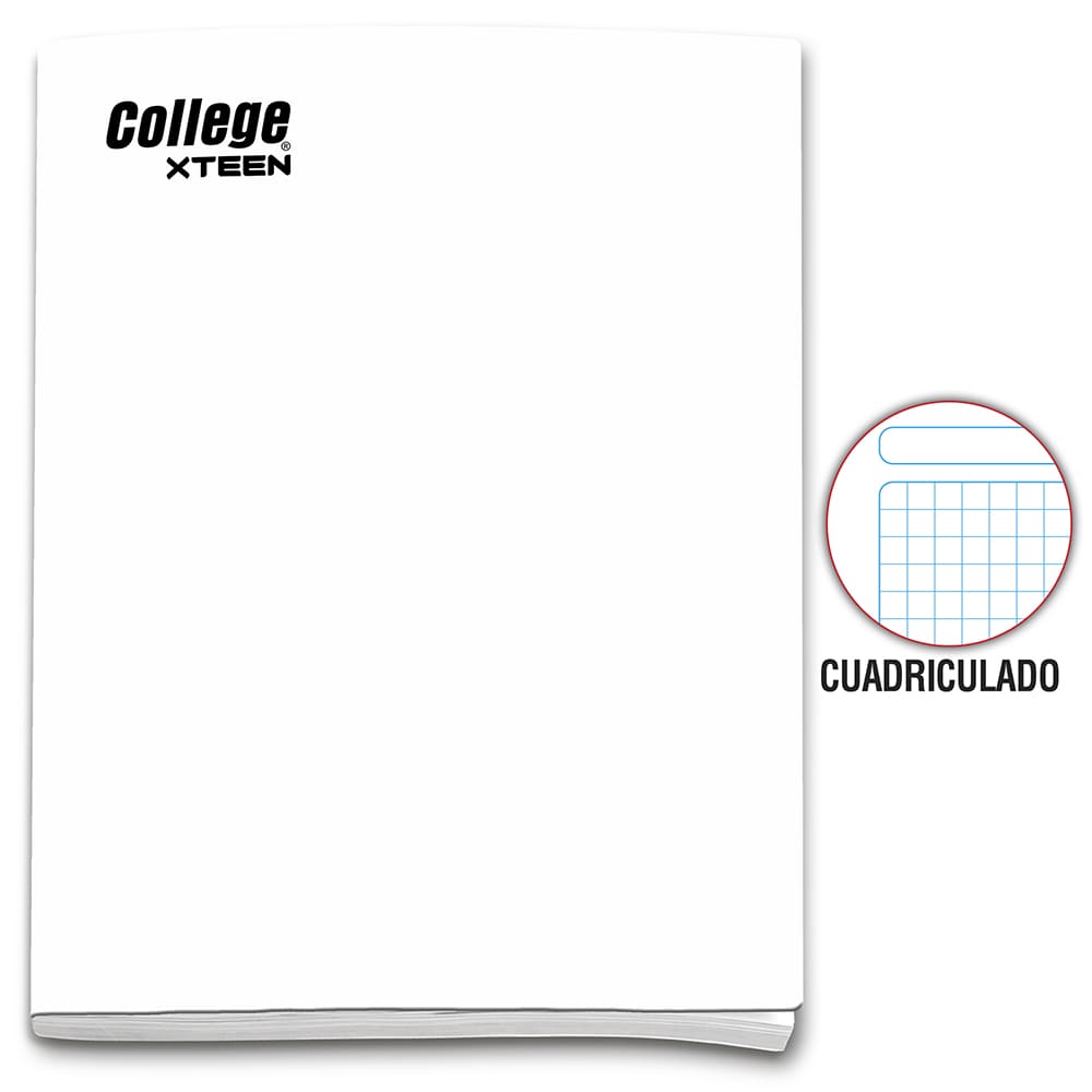 Cuaderno cuadriculado A4 x 80 hojas blanco Xteen