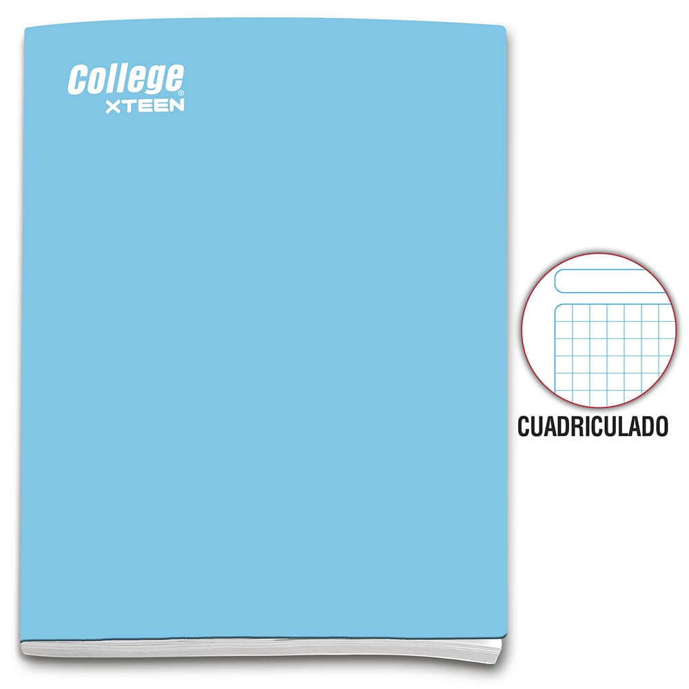 Cuaderno cuadriculado A4 x 80 hojas celeste Xteen