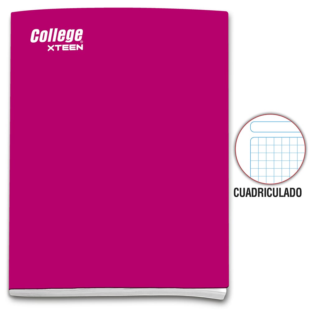 Cuaderno cuadriculado A4 x 80 hojas fucsia Xteen College