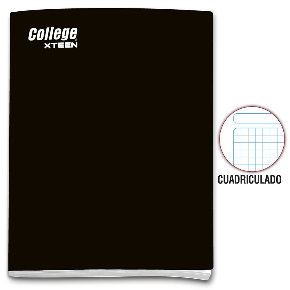 Cuaderno engrapado cuadriculado A4 x 80 hojas negro Xteen College