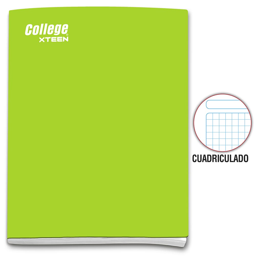 Cuaderno cuadriculado A4 x 80 hojas verde limón Xteen