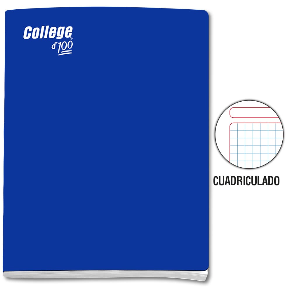 Cuaderno engrapado cuadriculado A4x100 hojas azul College