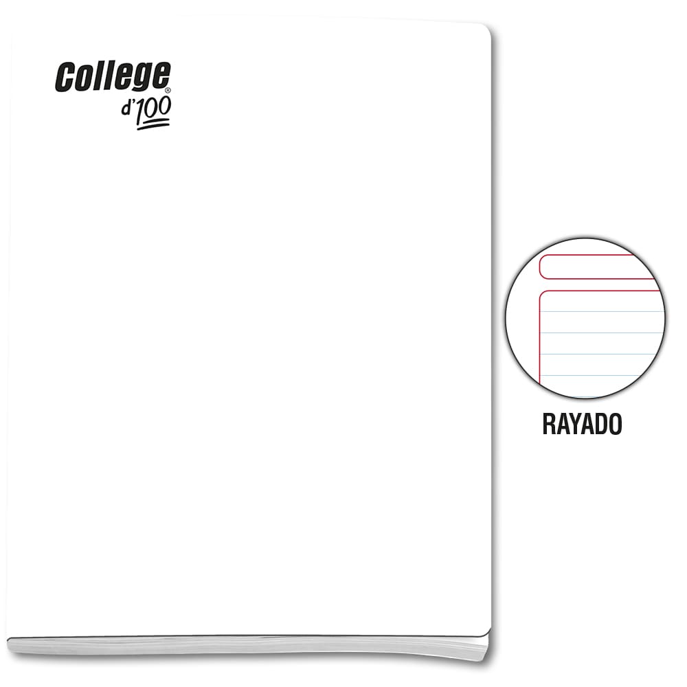 Cuaderno engrapado rayado A4 x 100 hojas blanco College