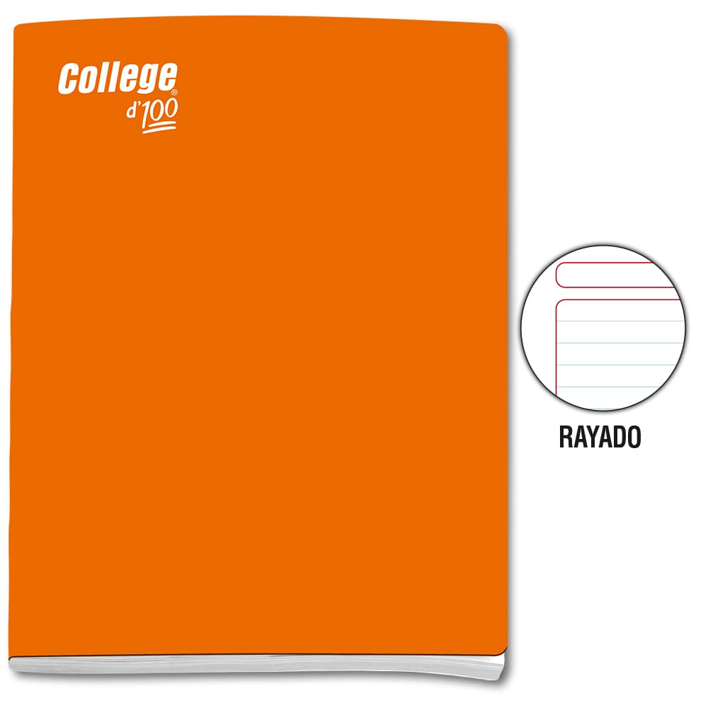 Cuaderno engrapado rayado A4 x 100 hojas naranja College