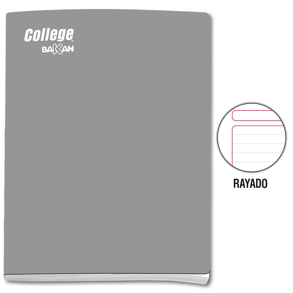 Cuaderno engrapado rayado A4 x 80 hojas plomo Bakan College