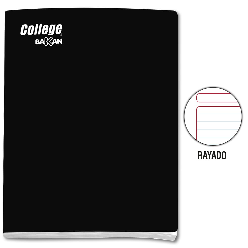 Cuaderno engrapado rayado A4 x 80 hojas negro Bakan College