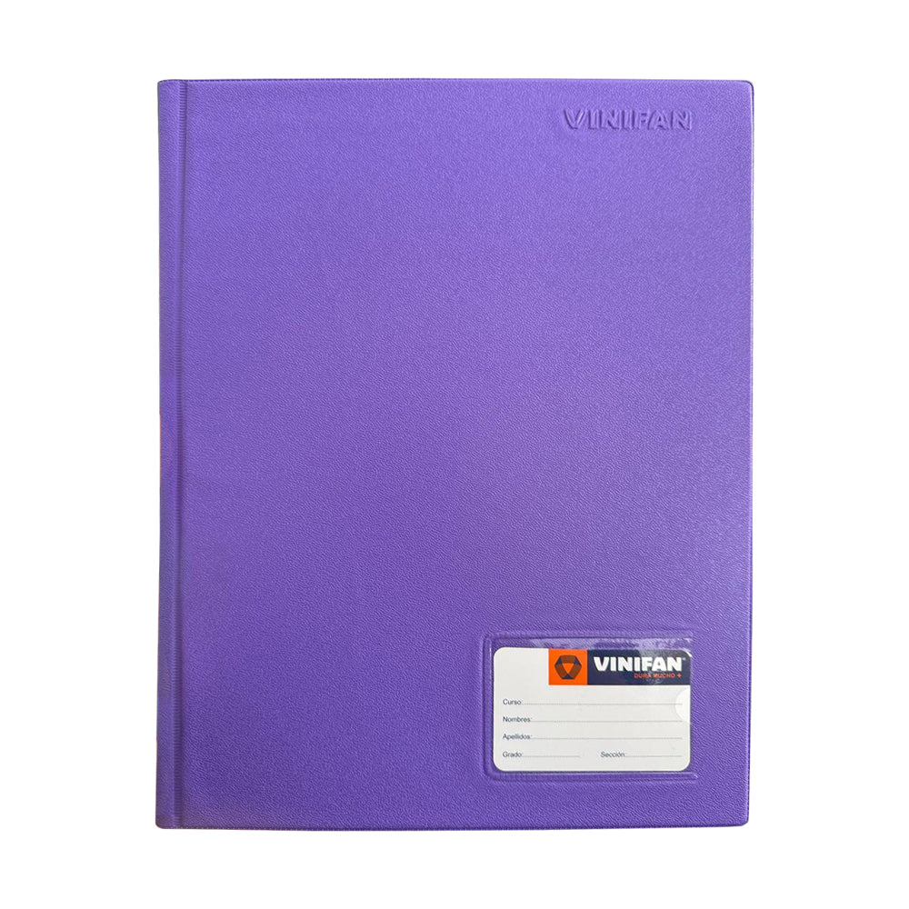 Folder doble tapa A4 con gusano color lila