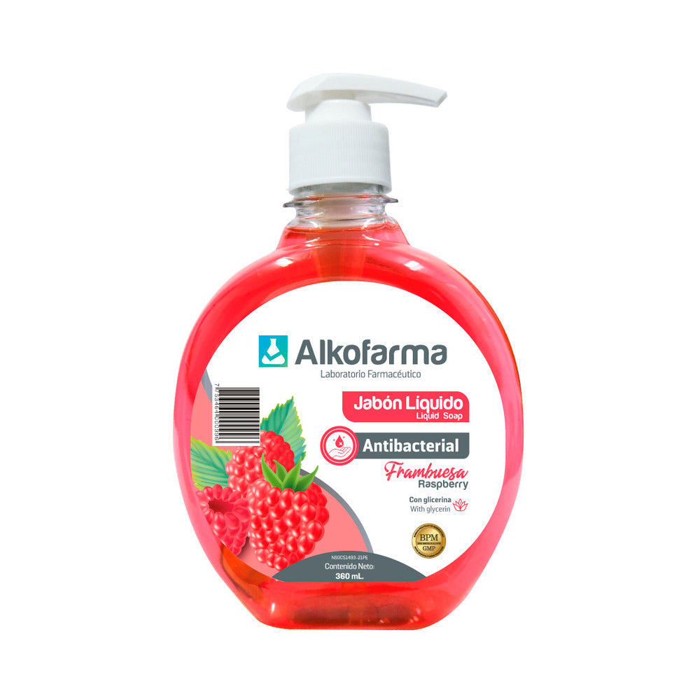 Jabón líquido antibacterial frambuesa x 360ml Alkofarma