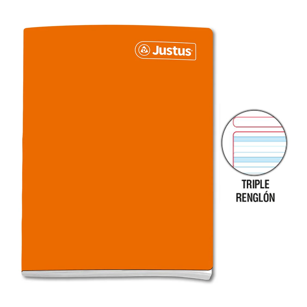 Cuaderno engrapado triple renglón A4 x 80 hojas con sombra Justus