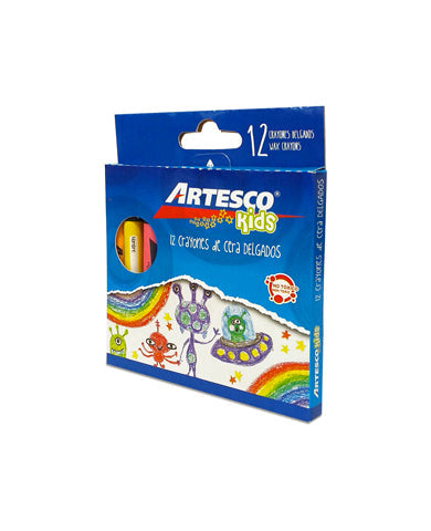 Crayones delgados x 12 unidades Artesco