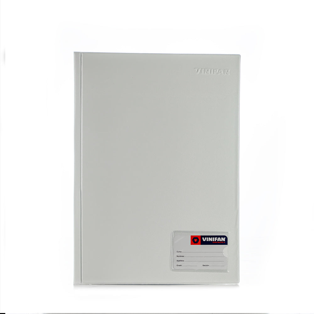 Folder doble tapa oficio con gusano color blanco Vinifan