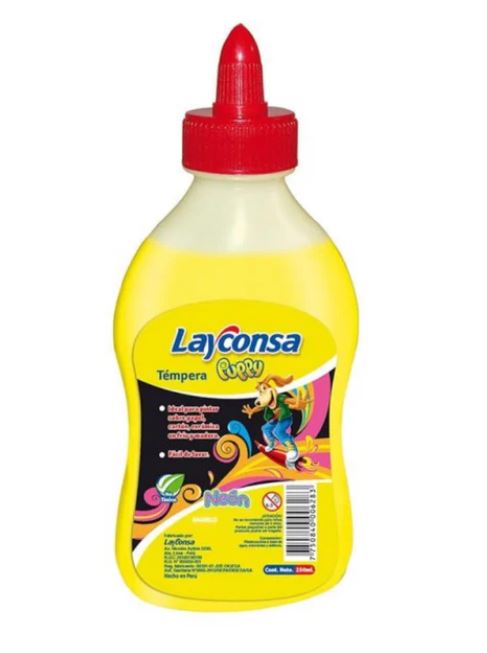 Tempera neon amarilo 250ml Layconsa