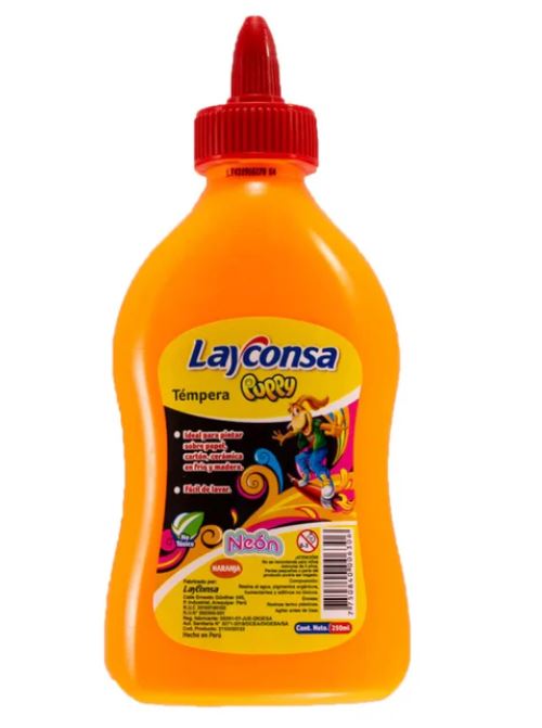 Tempera neon naranja 250ml Layconsa