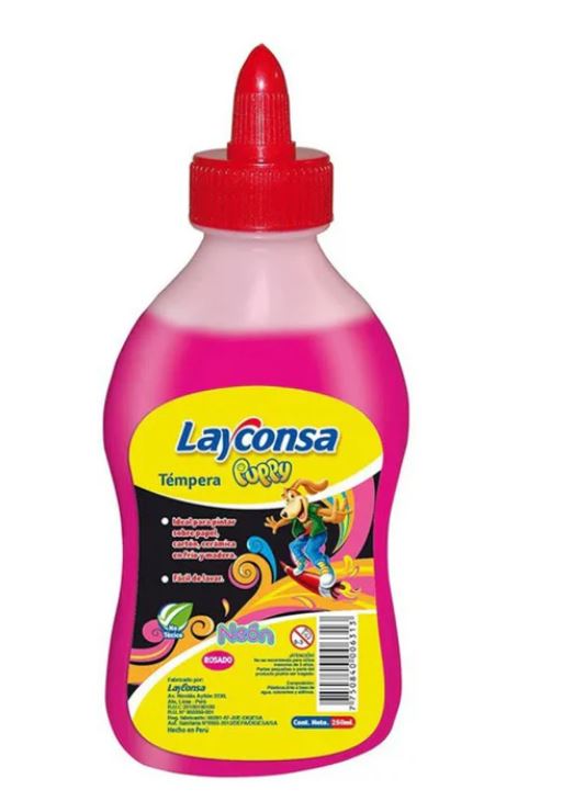 Tempera neon Rosado 250ml Layconsa