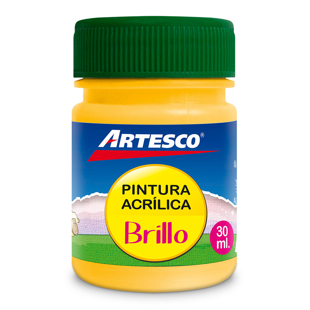 Pintura acrílica brillante 30 ml amarillo # 301 Artesco