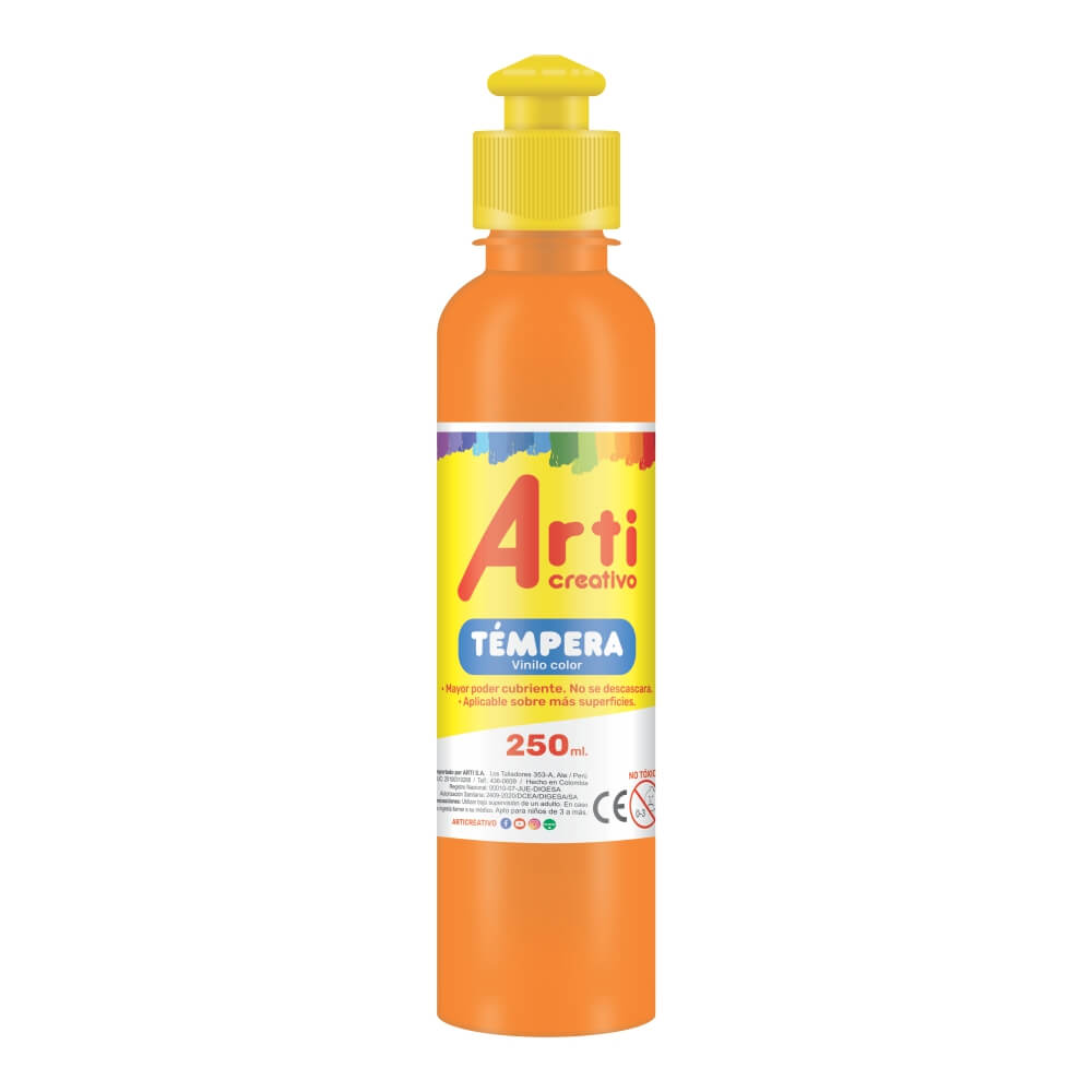 Témpera naranja 250 ml Arti Creativo