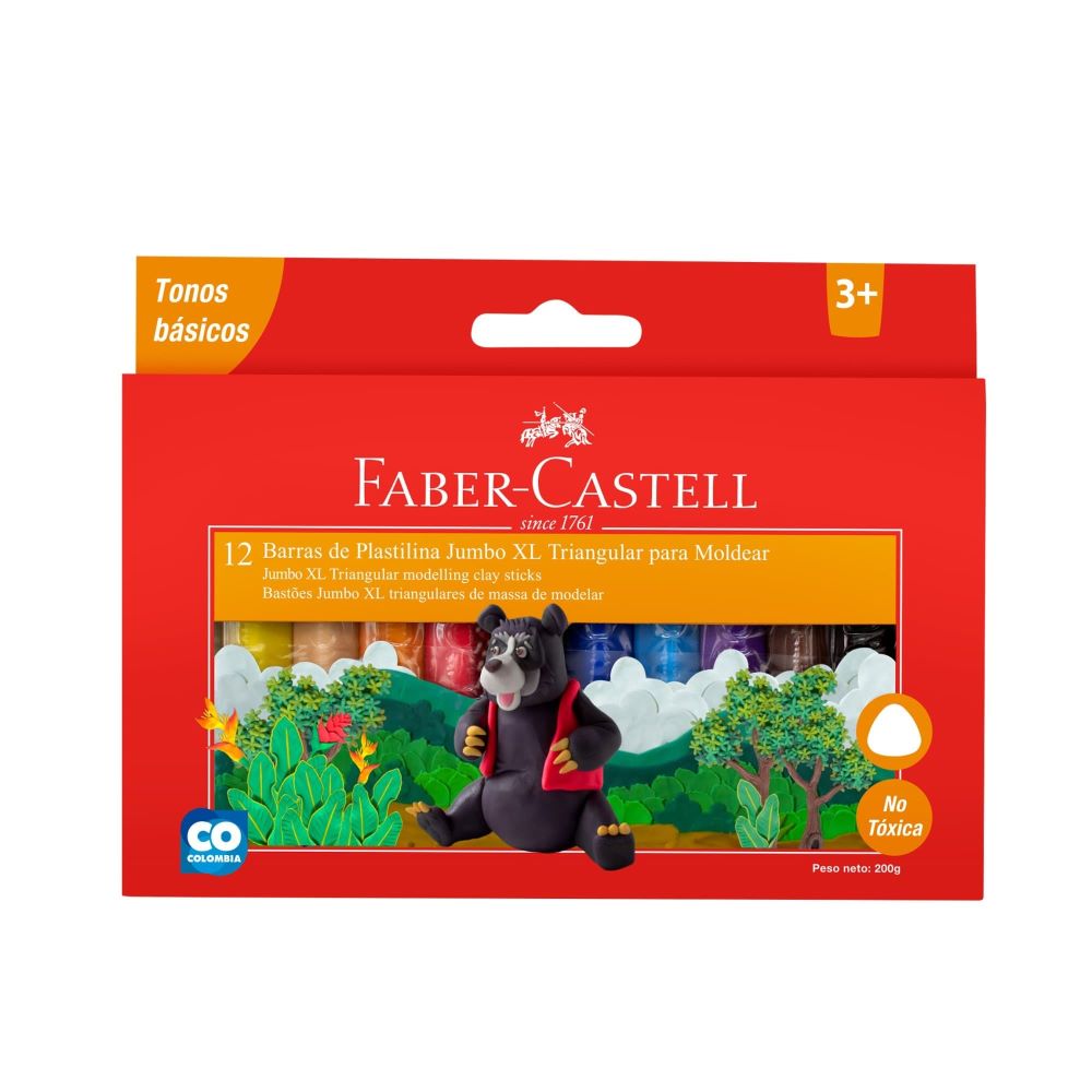 Plastilina jumbo triangular XL x 12 unidades Faber Castell