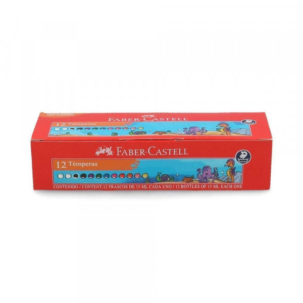 Tempera 12 colores doble blanco Faber Castell