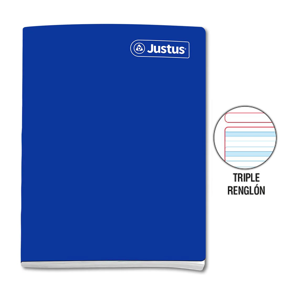 Cuaderno engrapado triple renglón A4 x 80 hojas con sombra Justus