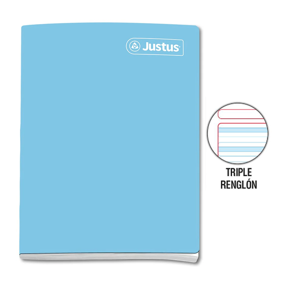 Cuaderno engrapado triple renglón A4 x 80 hojas con sombra Justus