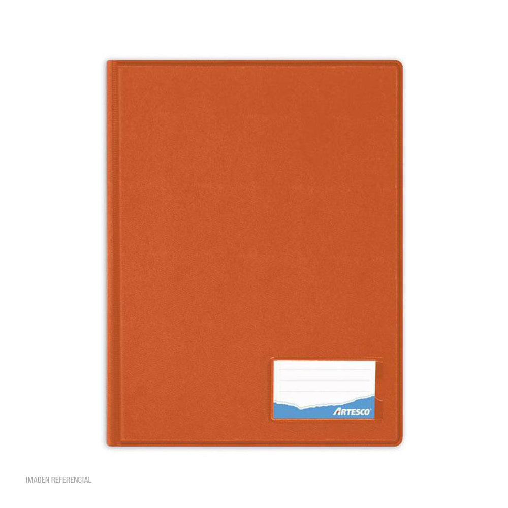 Folder doble tapa oficio con gusano color naranja Artesco