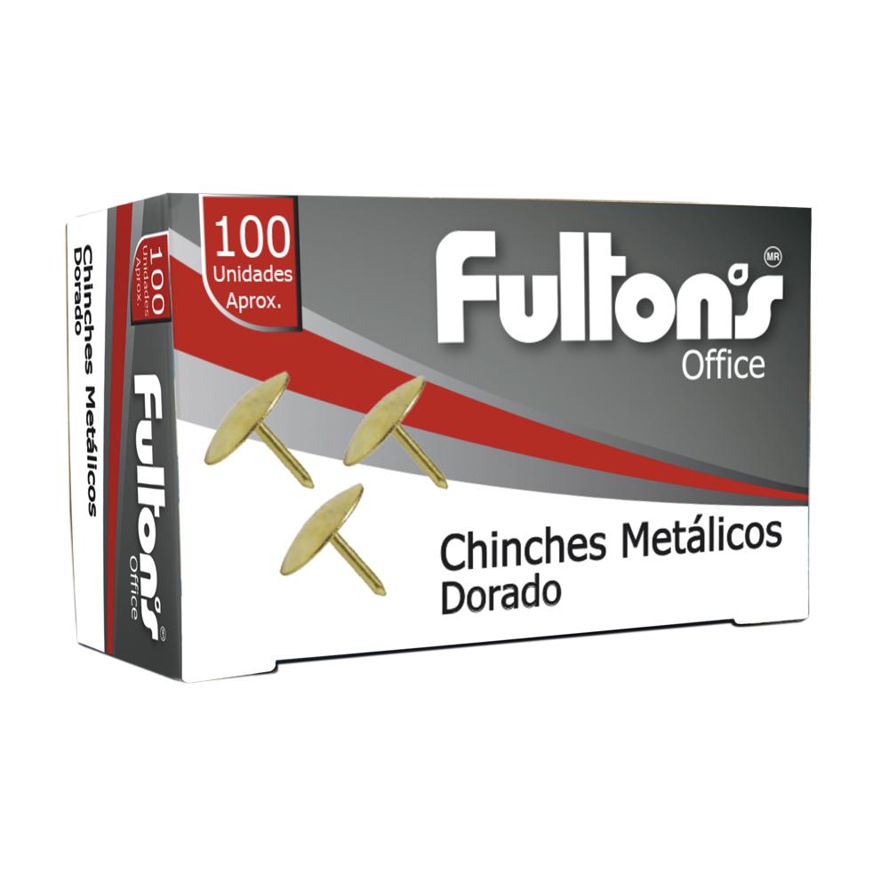 Chinches metálicos dorado caja x 100 unidades Fultons