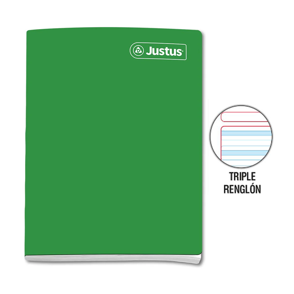 Cuaderno engrapado triple renglón A4 x 80 hojas con sombra Justus